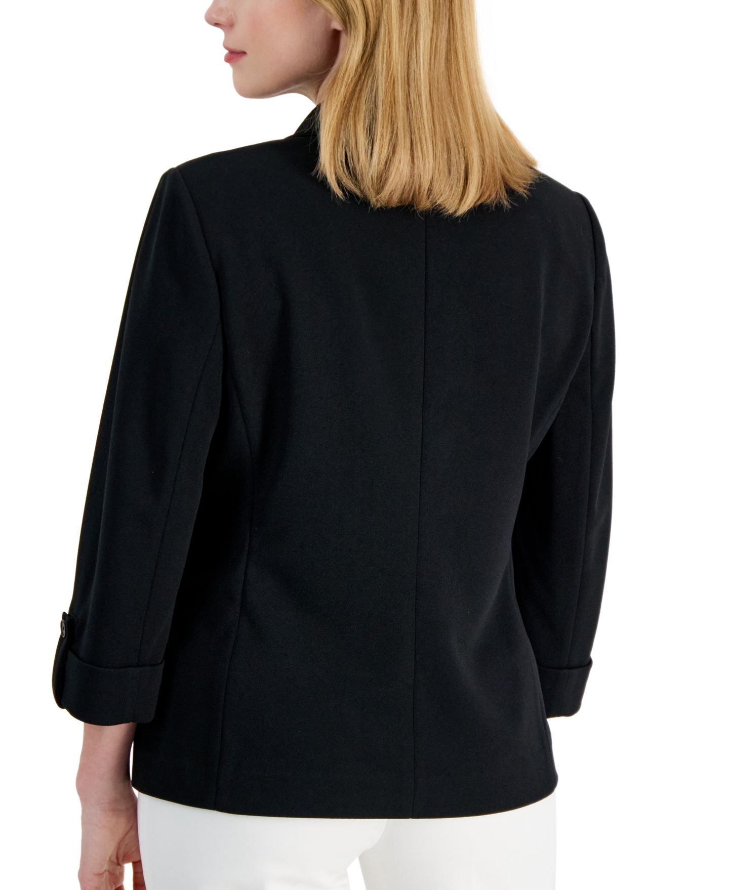 Женский пиджак Anne Klein Essentials Petite 3/4-Sleeve One-Button Blazer, цвет: Чёрный — фото 2