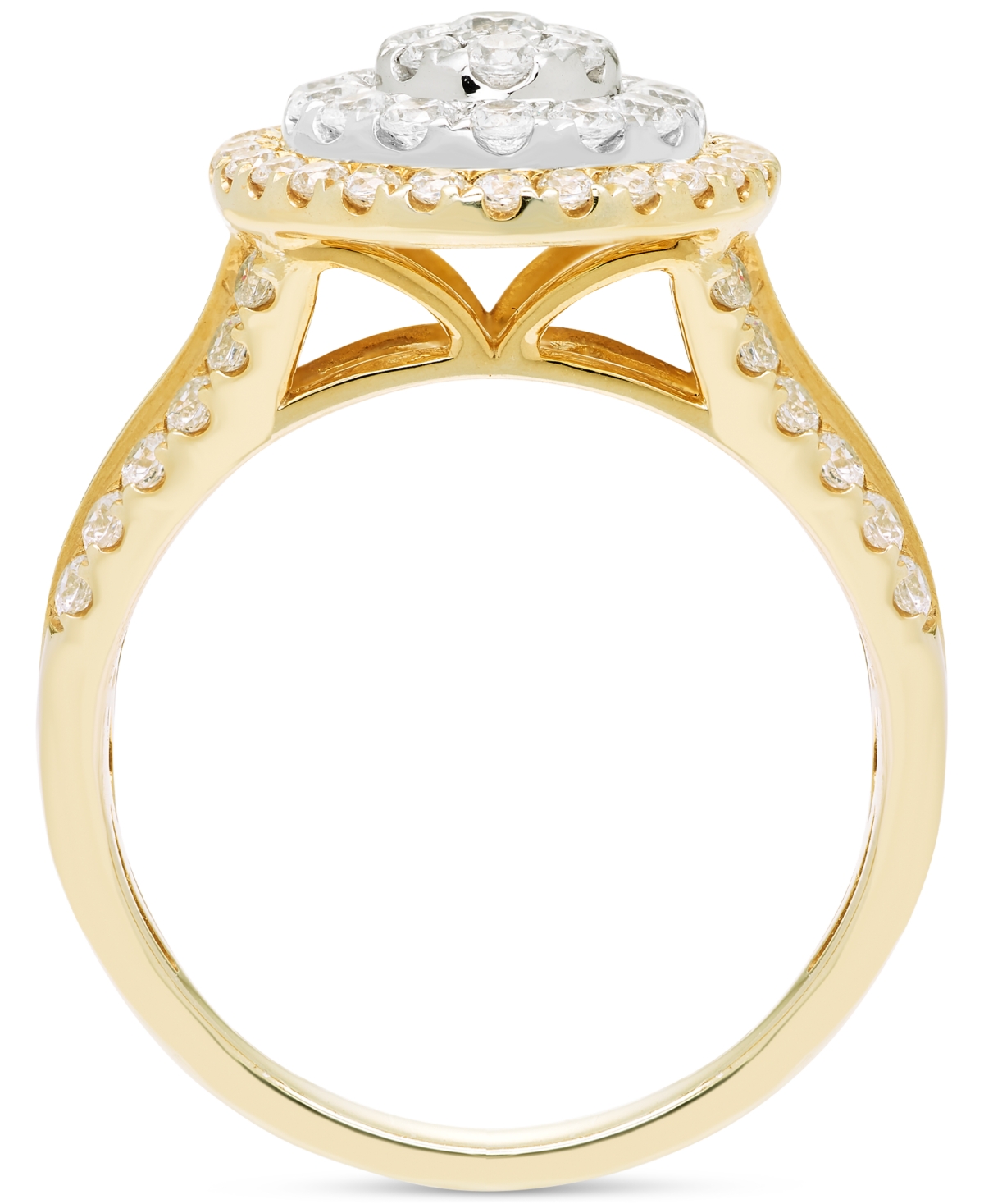 Shop Macy's Diamond Oval Halo Engagement Ring (1 Ct. T.w.) In 14k Two-tone Gold In Two Tone