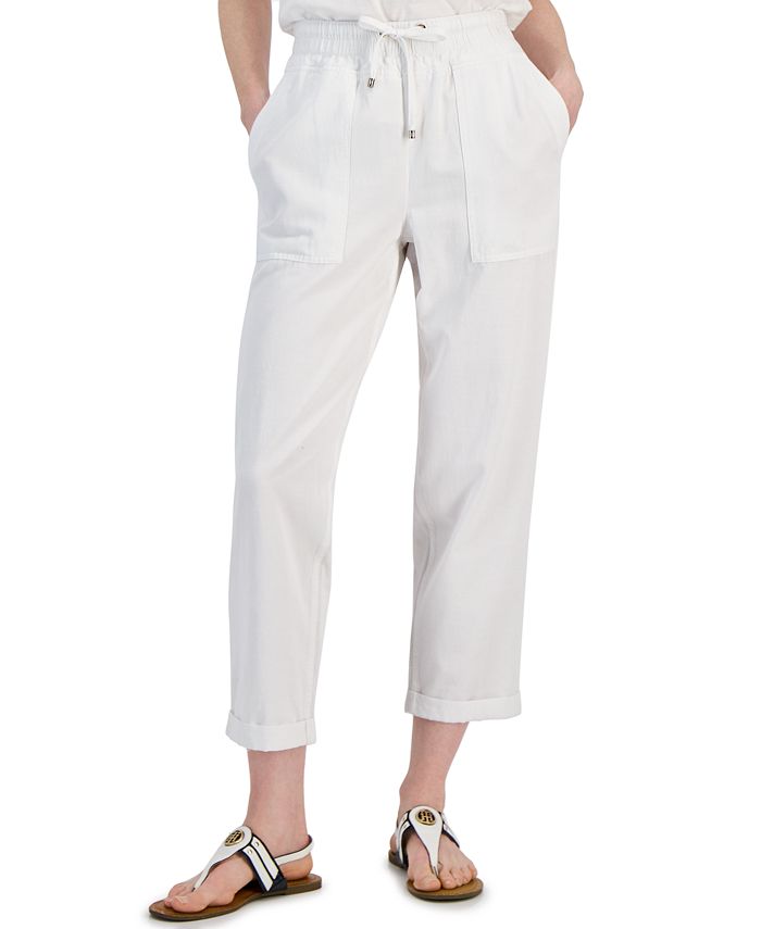Tommy Hilfiger Women's High Rise Cuffed Twill Pants - Macy's