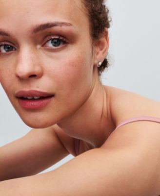 Treated Freshwater Cultured Pearl  Pave Halo Stud Earrings