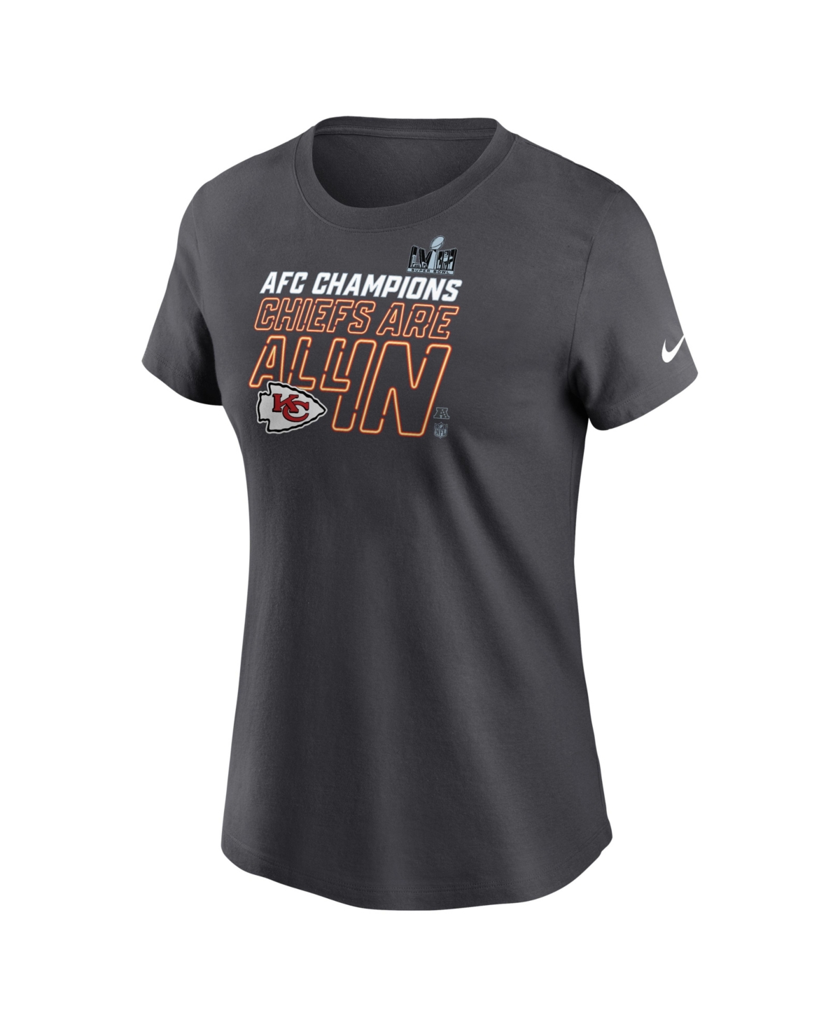 Nike Kansas City Chiefs 2023 Afc Champions Trophy  Women's Nfl T-shirt In Grey