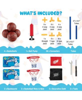 Kids Arcade Basketball Game Set with 4 Basketballs and Ball Pump