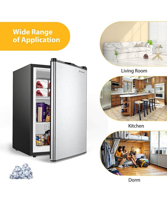 SUGIFT 3 Cubic Feet Compact Upright Freezer with Stainless Steel Door