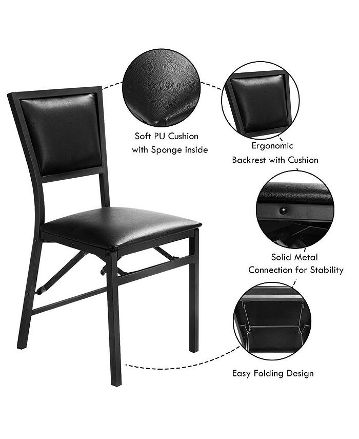 SUGIFT Set of 2 Metal Folding Dining Chair with Space Saving Design