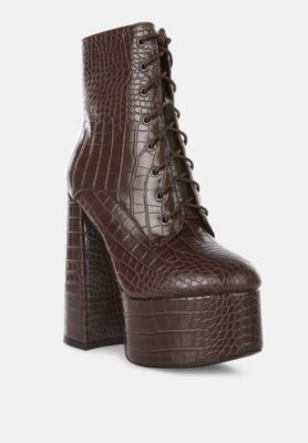 magdalene croc high heel platform boots