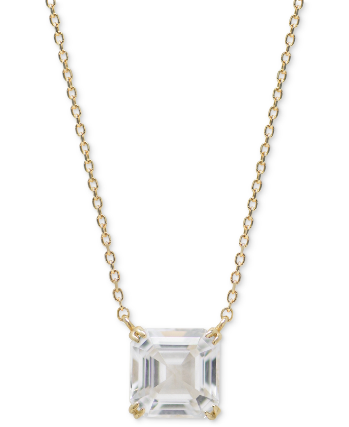 Jac & Jo by Anzie White Topaz Ascher-Cut Solitaire Pendant Necklace (2-1/6 ct. t.w.) in 14k Gold, 16" + 1" extender - White Topaz
