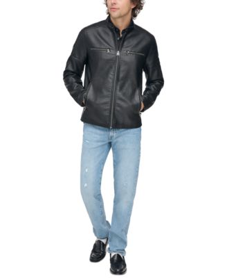 Men's Faux Leather Racer Jacket