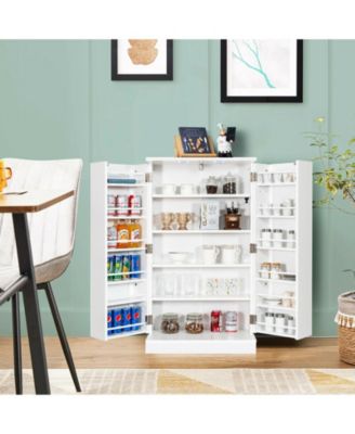 17-Tier Kitchen Pantry Cabinet with 2 Doors and 6 Adjustable Shelves