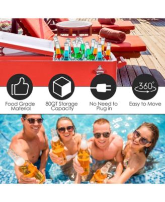 Red Portable Outdoor Patio Cooler Cart