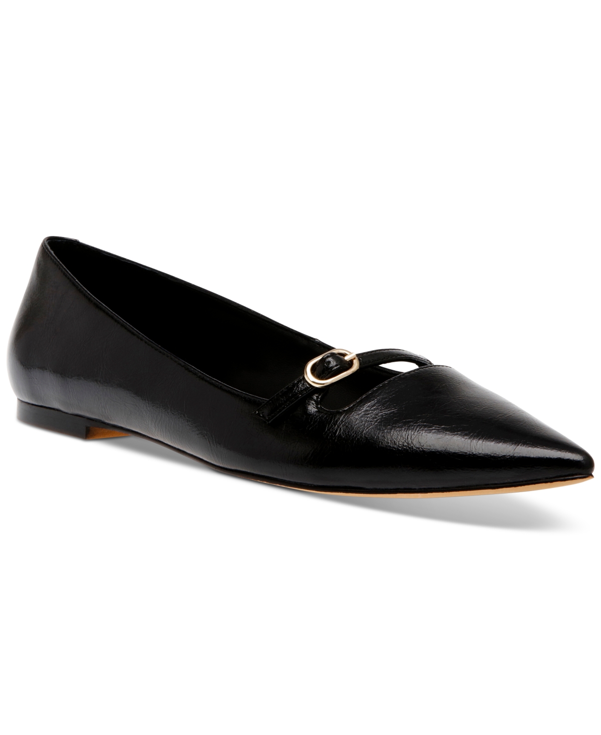 Women's Luvey Pointed-Toe Strapped Flats - Black Leather
