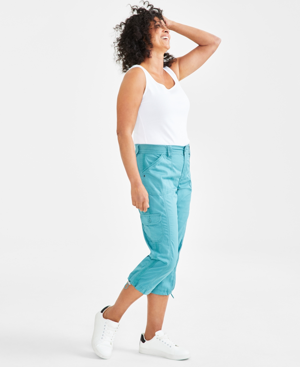 Shop Style & Co Women's Cargo Capri Pants, 2-24w, Created For Macy's In Desert Teal