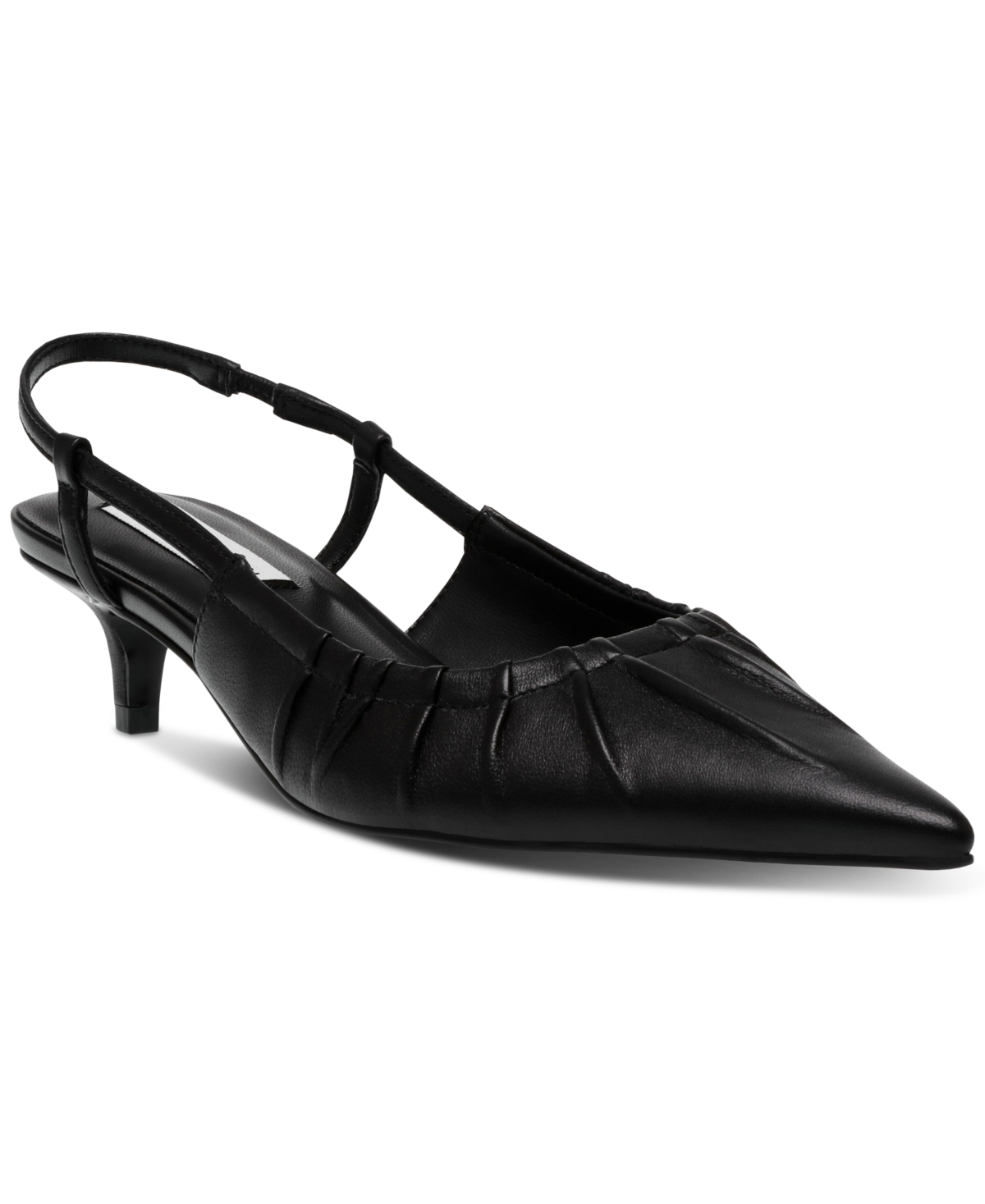 Shop Steve Madden Women's Syrie Pleated Slingback Kitten-heel Pumps In Black Leather