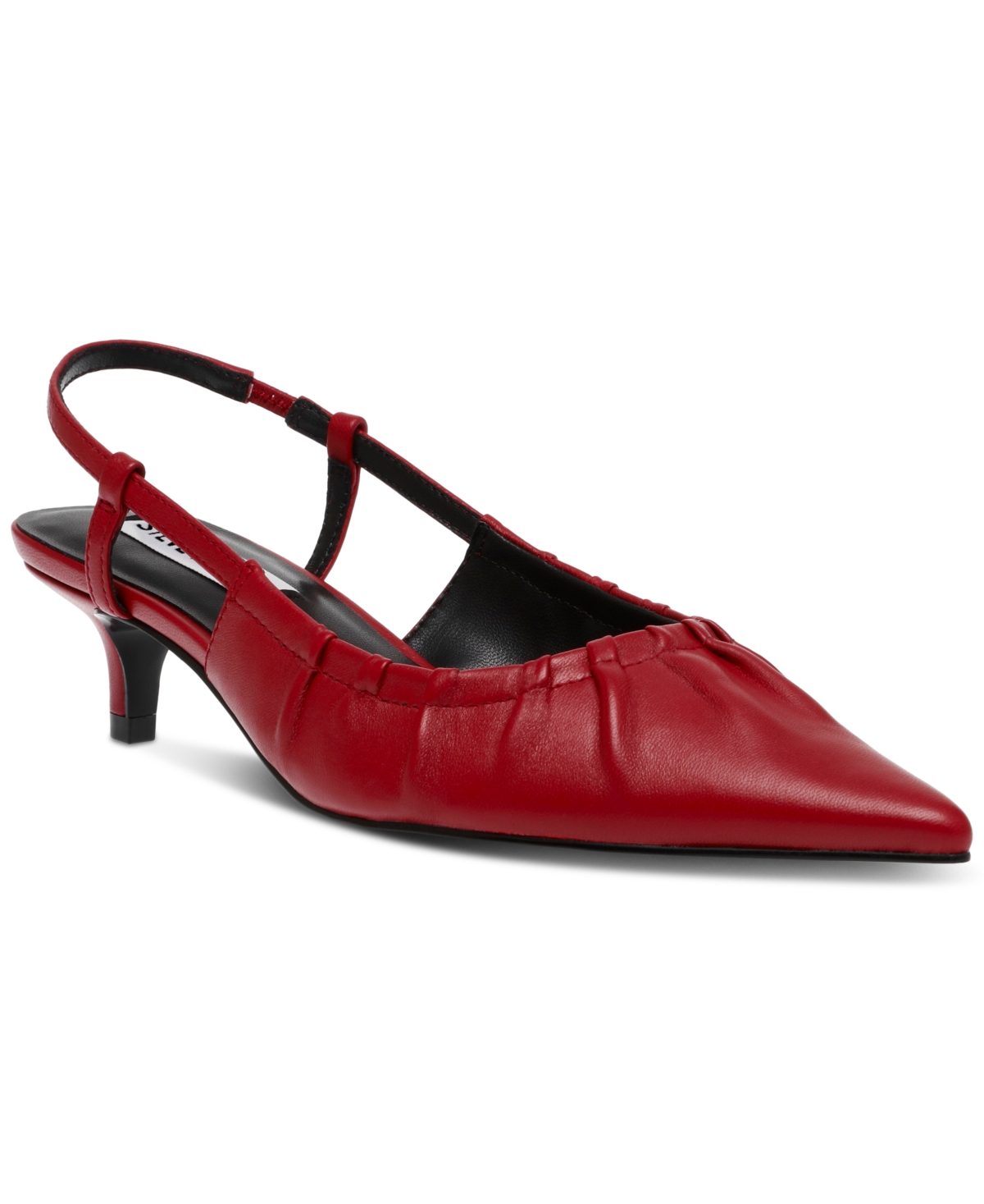 Shop Steve Madden Women's Syrie Pleated Slingback Kitten-heel Pumps In Red Leather