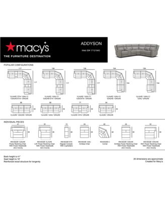 Addyson 117" 6-Pc. Leather Sectional with 3 Zero Gravity Recliners with Power Headrests & 1 Console, Created for Macy's