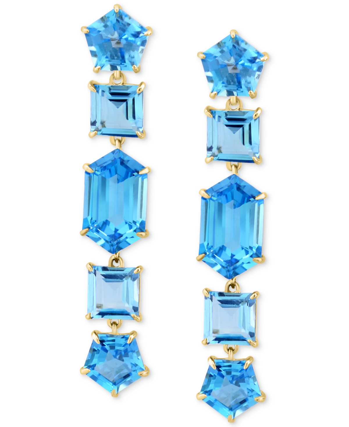 Effy Collection Effy Blue Topaz Mixed Cut Linear Drop Earrings (17-1/2 Ct. T.w.) In 14k Gold