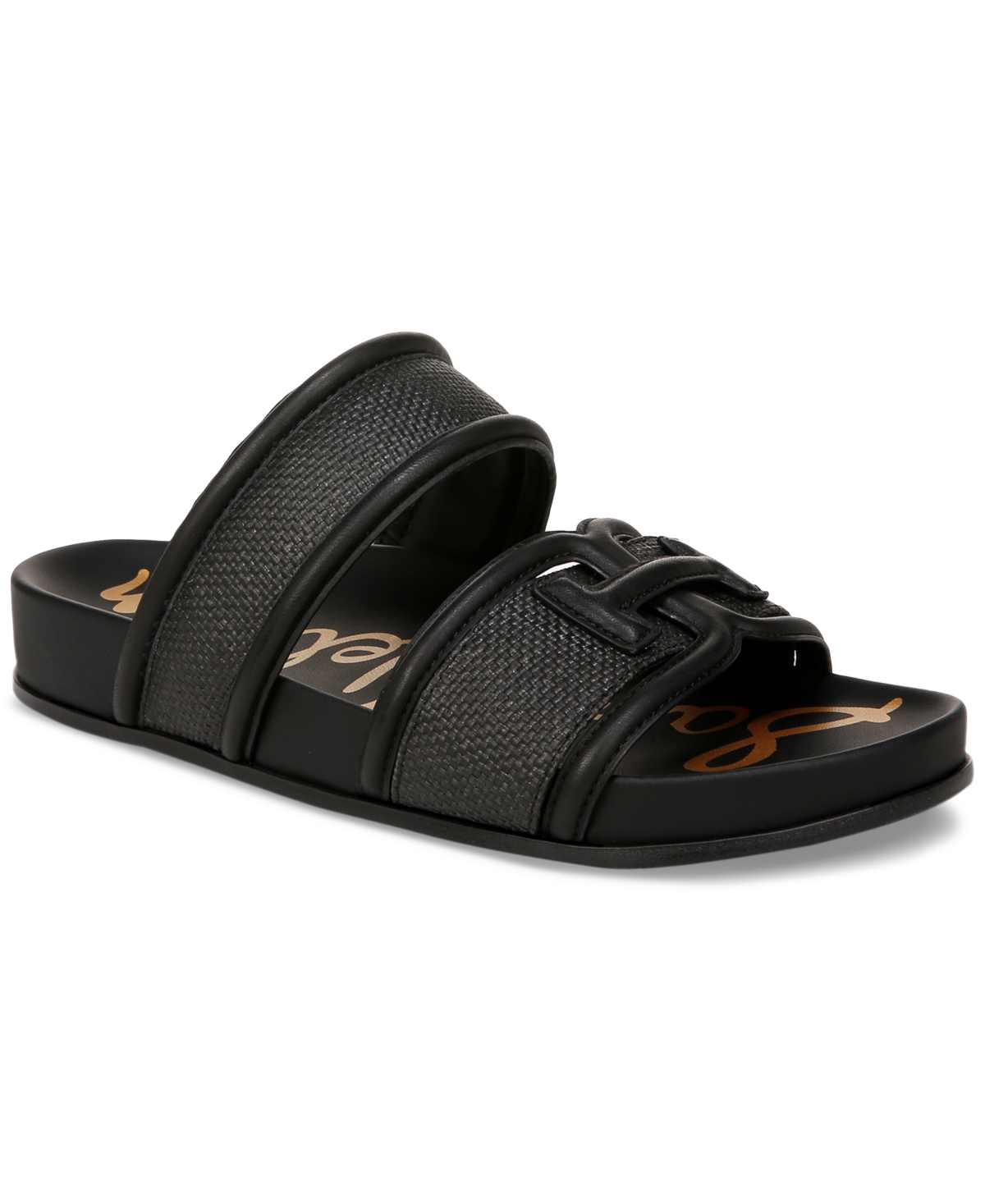 Rowan Emblem Slide Footbed Sandals - Black