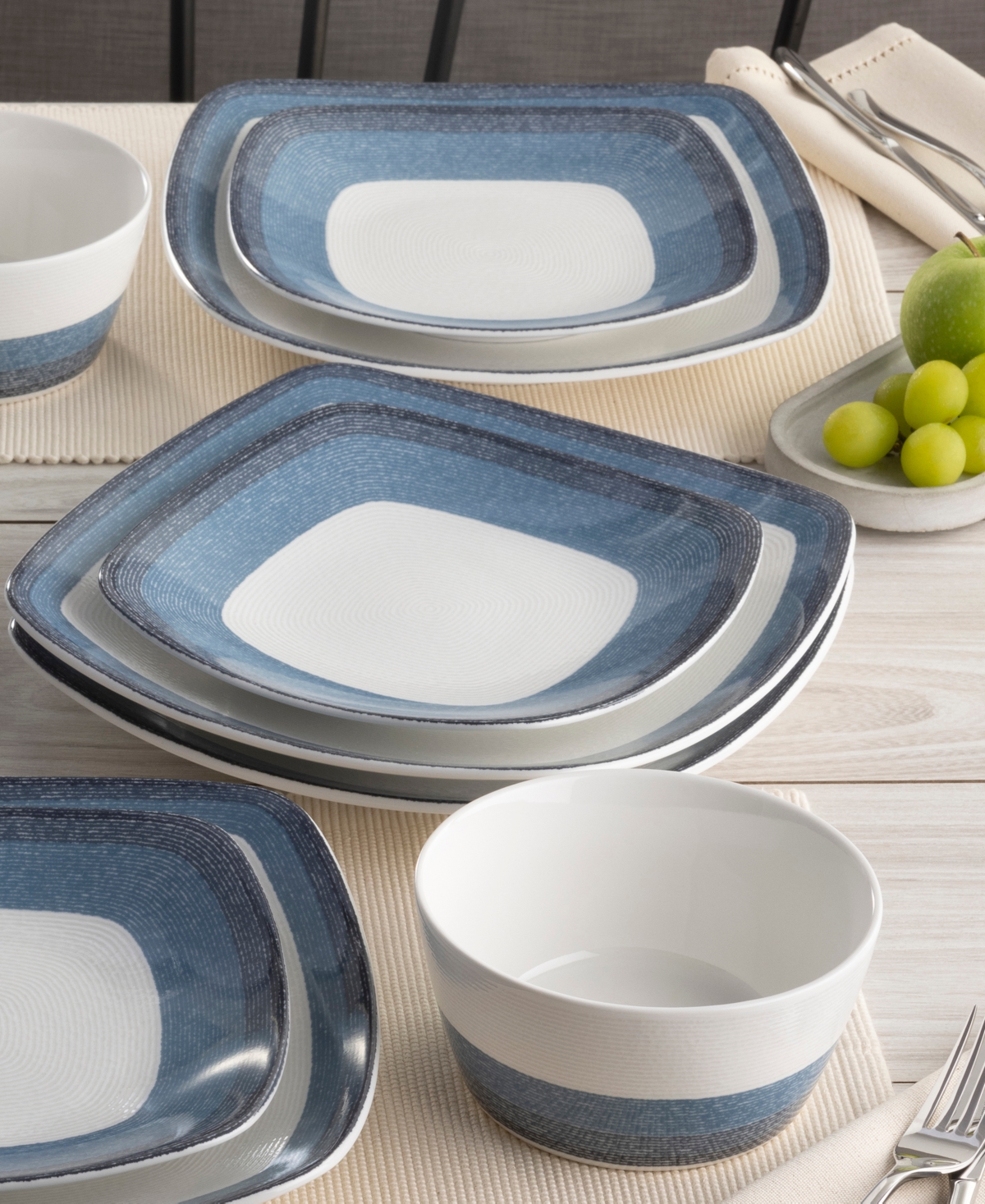 NORITAKE COLORSCAPES LAYERS 12 PIECE SQUARE DINNERWARE SET 