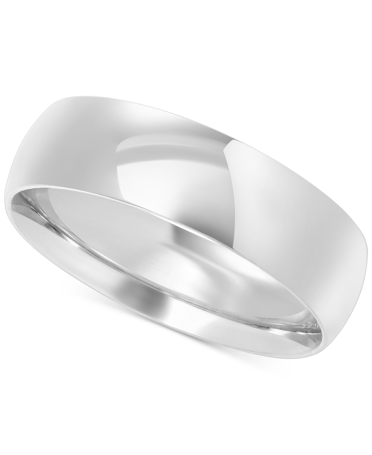 Shop Macy's Men's Polished Comfort Fit Wedding Band In 10k White Gold, Created For