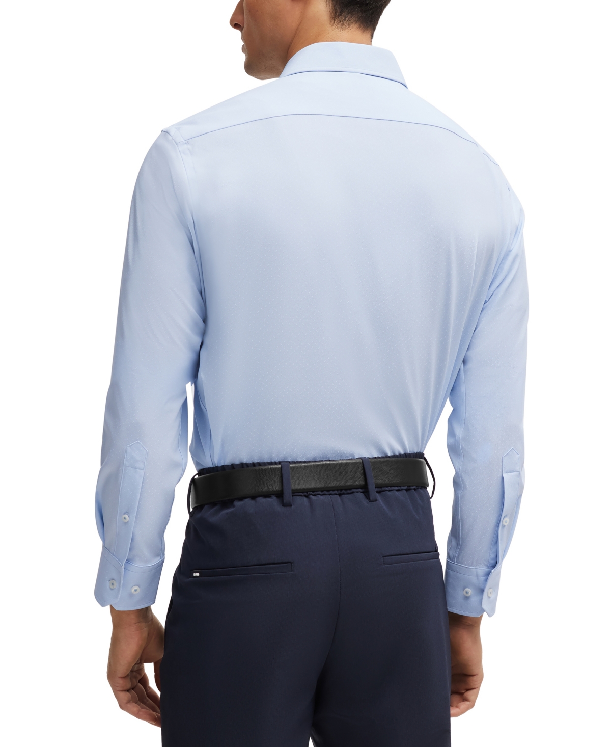Boss by Hugo Boss Men's Structured Performance-Stretch Regular-Fit Dress Shirt - Pastel Blue