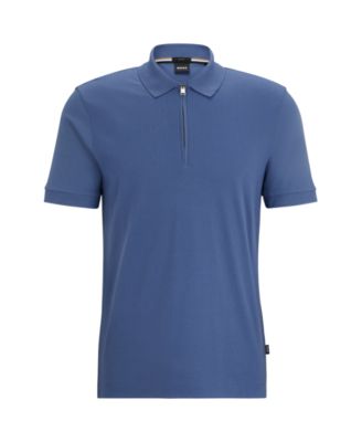 Men's Zip Placket Slim-Fit Polo Shirt