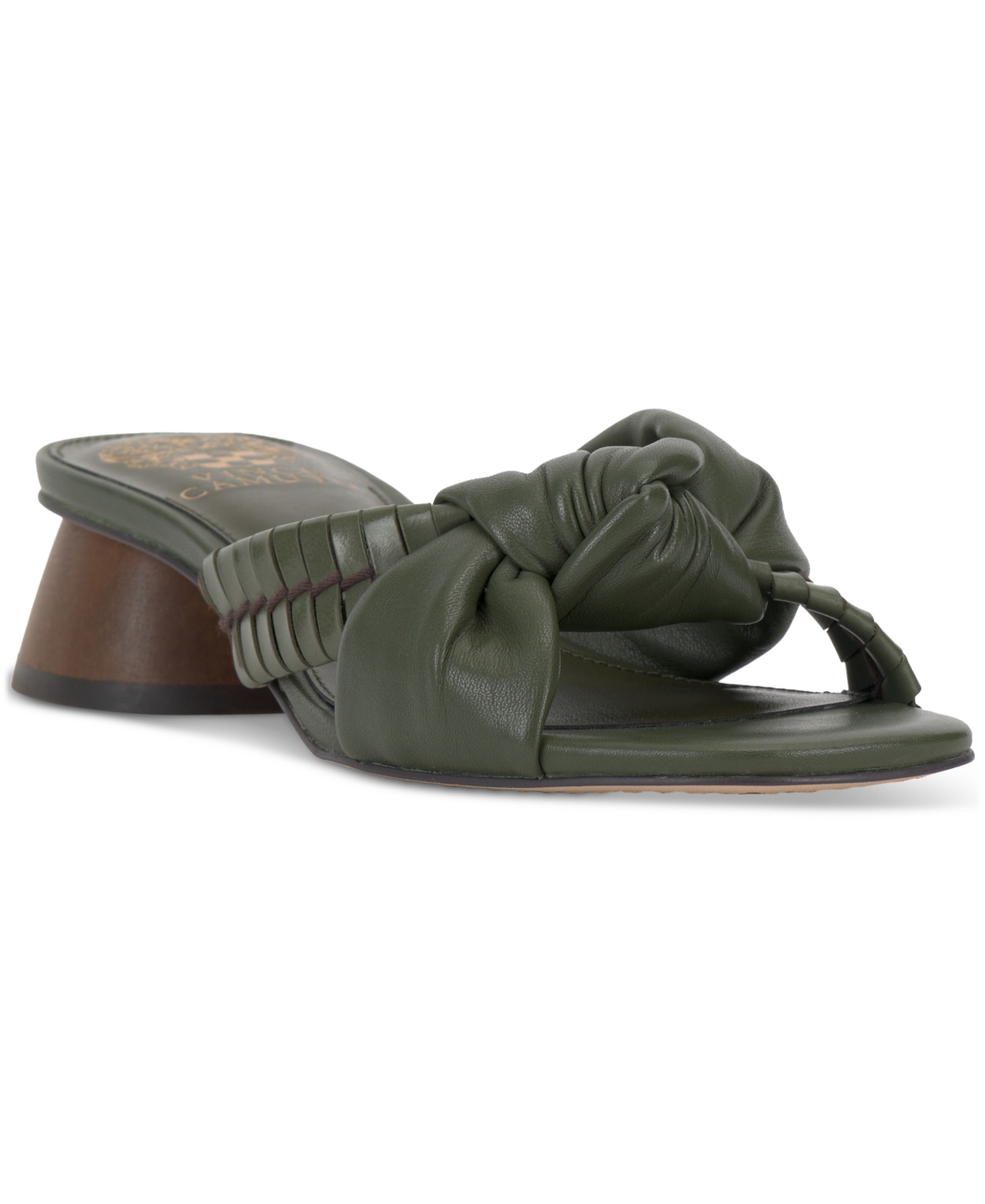 Shop Vince Camuto Leana Knotted Slip-on Block-heel Sandals In Lush Olive