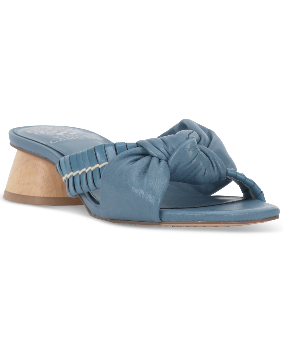 Shop Vince Camuto Leana Knotted Slip-on Block-heel Sandals In Lagoon