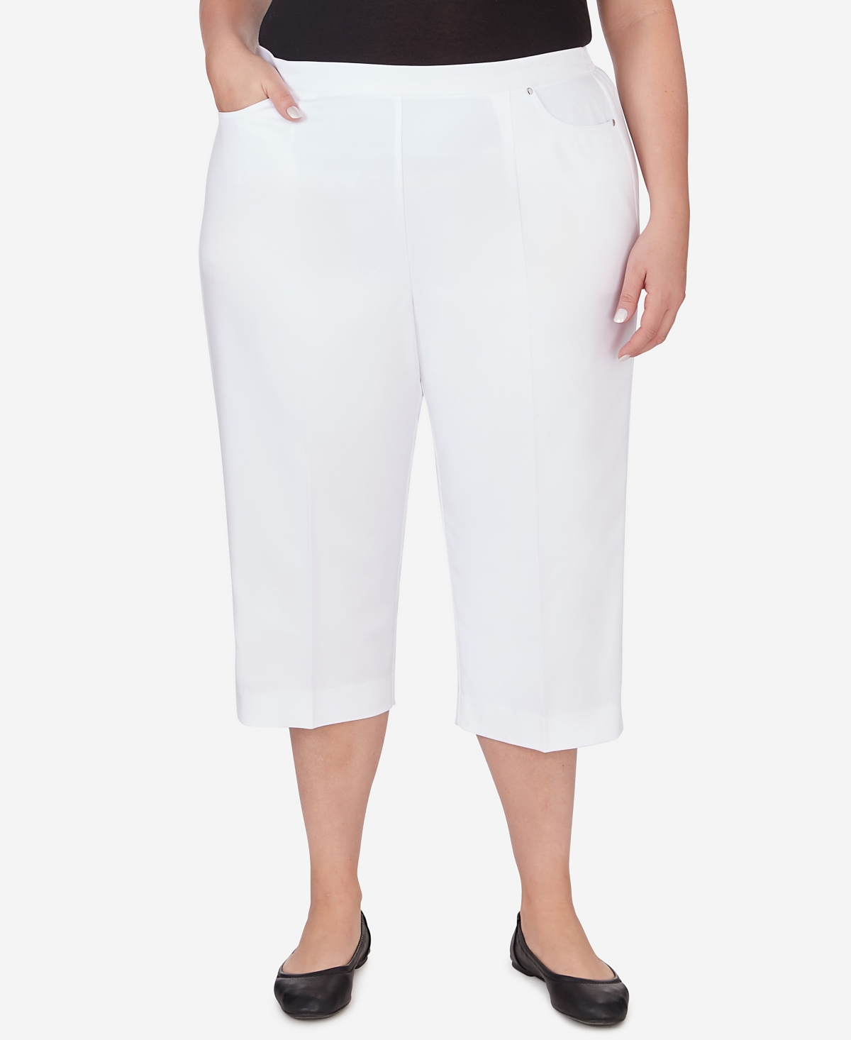 Shop Alfred Dunner Plus Size Paradise Island Twill Capri Pants In White