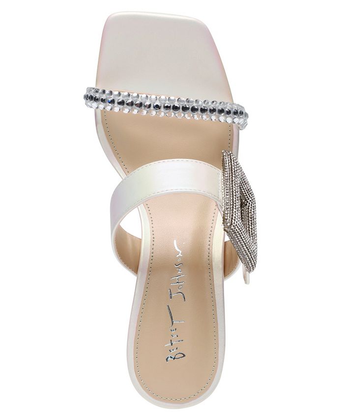 Betsey Johnson Anny Sandali Con Tacco Donna, Nero, Taglia 41 – Fibbia Oversize Con Pietre E Cinturino Strass
