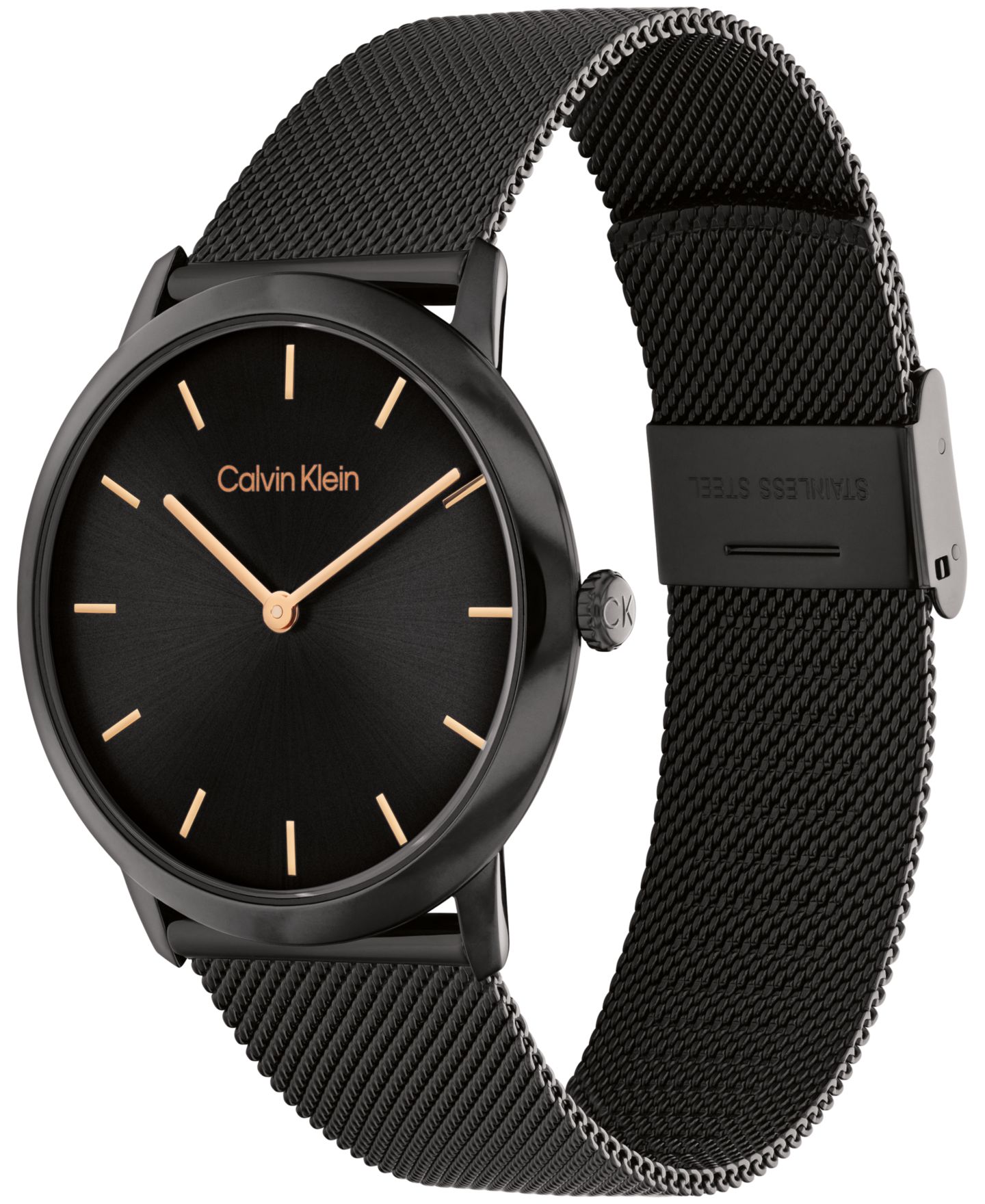 Женские часы Calvin Klein Exceptional Black Stainless Steel Mesh Bracelet Watch 37mm — фото 2