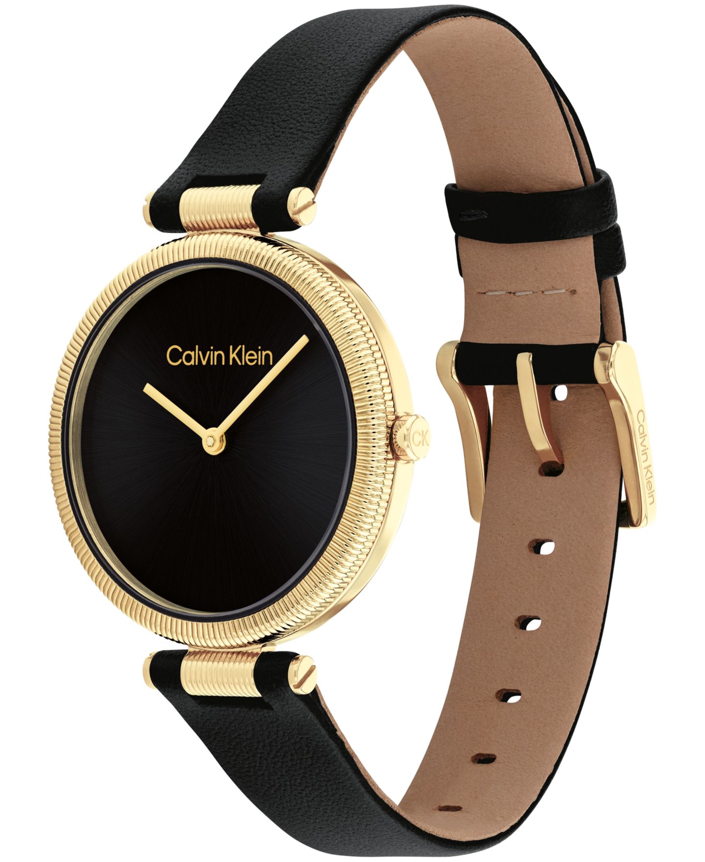 Женские часы Calvin Klein Gleam Black Leather Strap Watch 32mm — фото 2