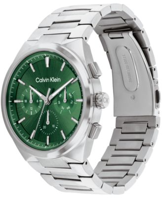 Men's Distinguish Silver-Tone Stainless Steel Bracelet Watch 44mm