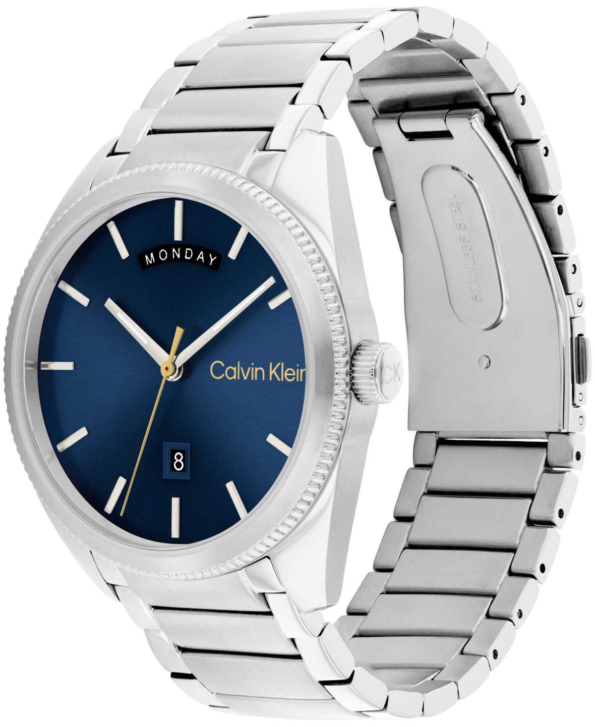 Shop Calvin Klein Men's Progress Silver-tone Stainless Steel Bracelet Watch 42mm