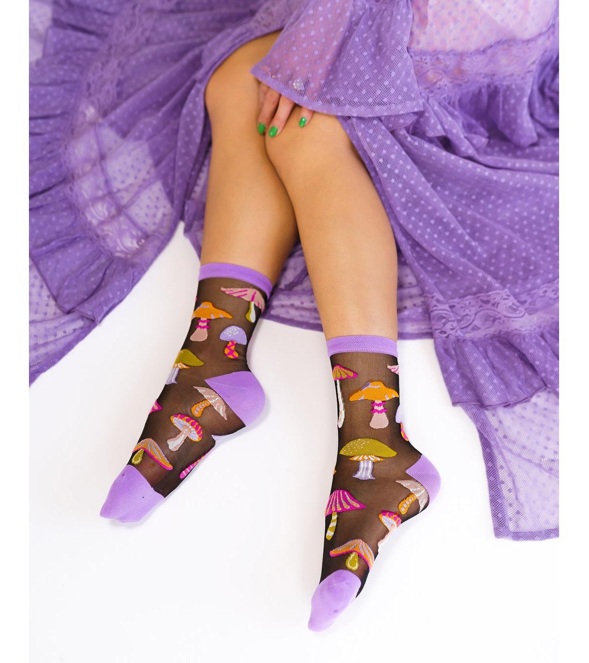 Shop Sock Candy Women's Magic Mushrooms Black Sheer Sock