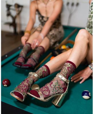 Women's Serpentine Floral Black Sheer Sock