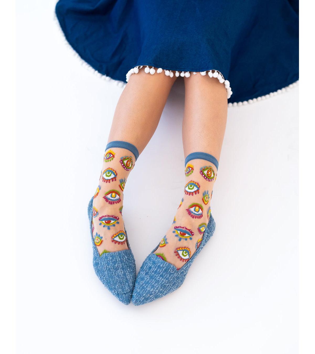 Shop Sock Candy Women's Evil Eye Sheer Sock In Eyes