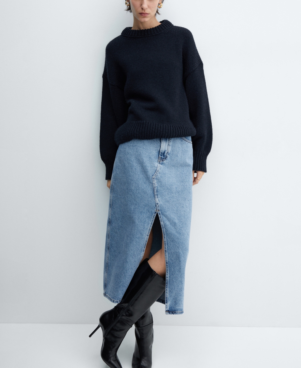 Mango Women's Denim Midi-Skirt