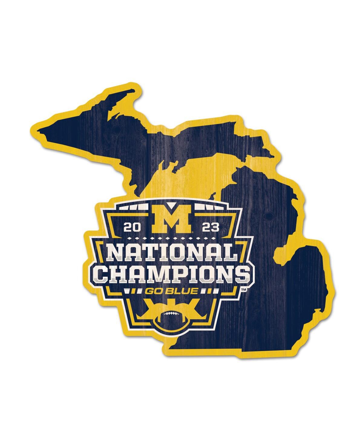 Wincraft Michigan Wolverines College Football Playoff 2023 National Champions 11" X 17" State-shaped Wood Sig In Multi