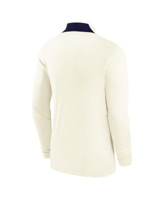 Men's Cream Paris Saint-Germain Strike Drill 2023/24 Performance Quarter-Zip Long Sleeve Top