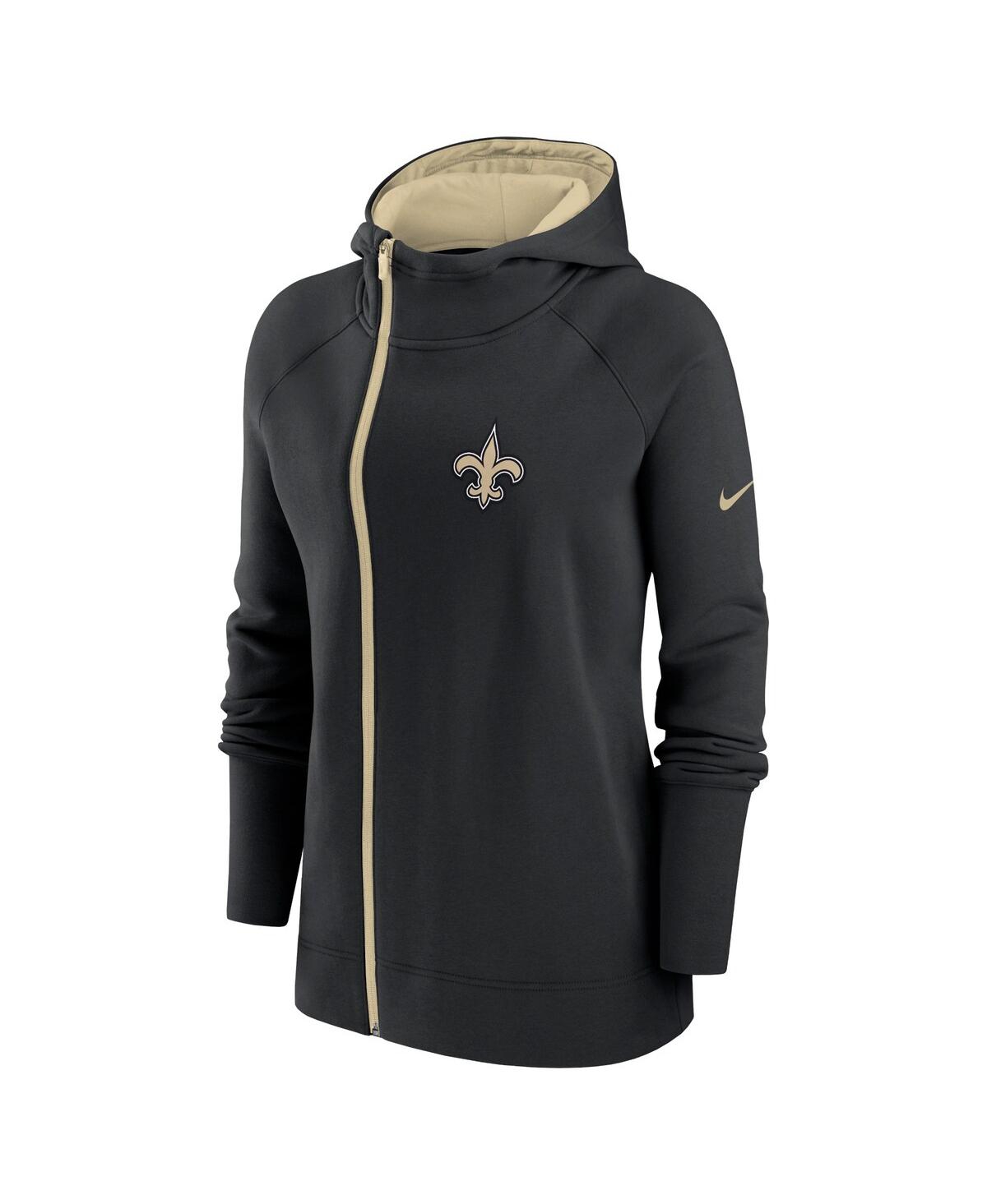 Nike Women's  Black New Orleans Saints Asymmetrical Raglan Full-zip Hoodie In Black