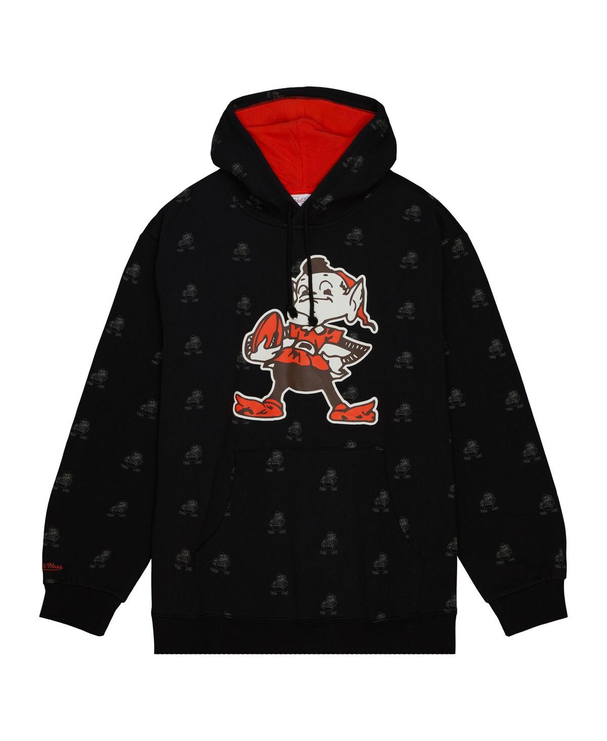 Men's Mitchell & NessCleveland Browns Allover Print Fleece Pullover Hoodie - Black