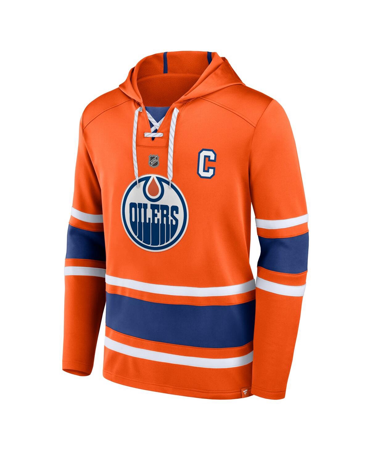 Shop Fanatics Men's  Connor Mcdavid Orange Edmonton Oilers Name And Number Lace-up Pullover Hoodie