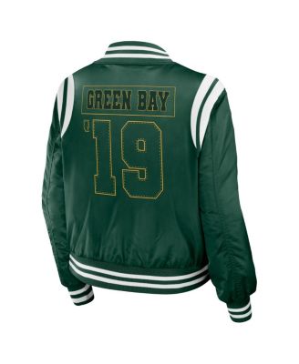 Women's Green Green Bay Packers Bomber Full-Zip Jacket