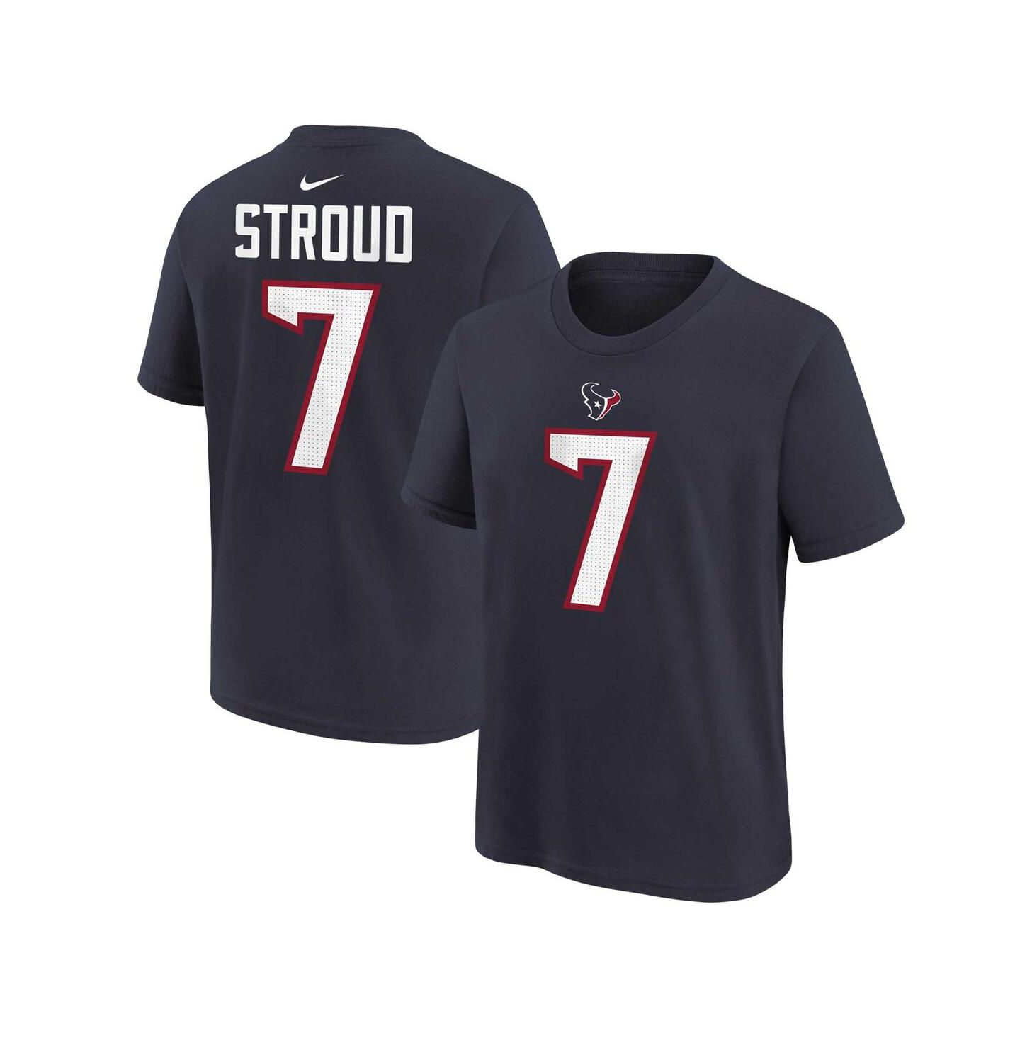 Детская футболка Nike C.J. Stroud Navy Houston Texans Player Name and Number — фото 1