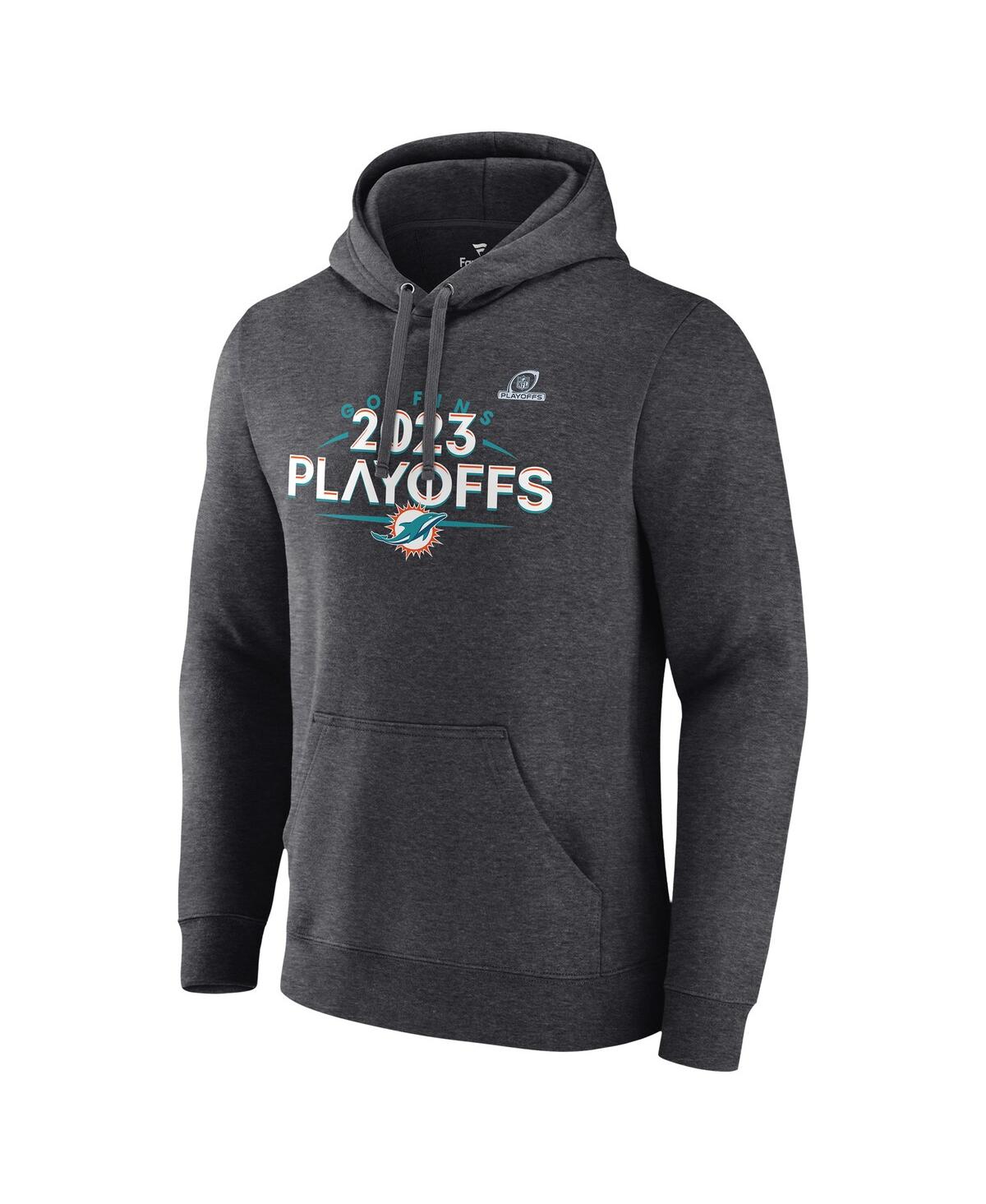Men's FanaticsMiami Dolphins 2023 Nfl Playoffs Fleece Pullover Hoodie - Heather Charcoal