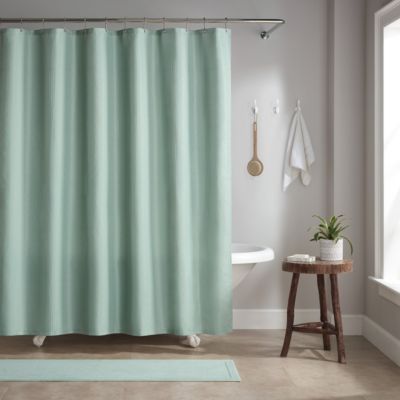 Host & Home Raindrop Stripe Textured Shower Curtain Set with 12 Metal Rolling Rings, Weighted Hem, Rust-Proof Grommets, Fine 100% Polyester Yarn, 72x72, Three Proof Treatment Repels Water, Stains, & Oil