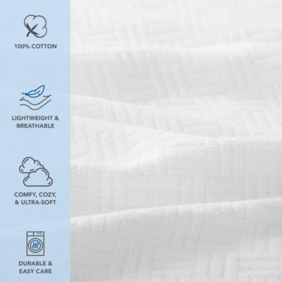 Host & Home 100% Cotton Basketweave Throw, 50" x 70"