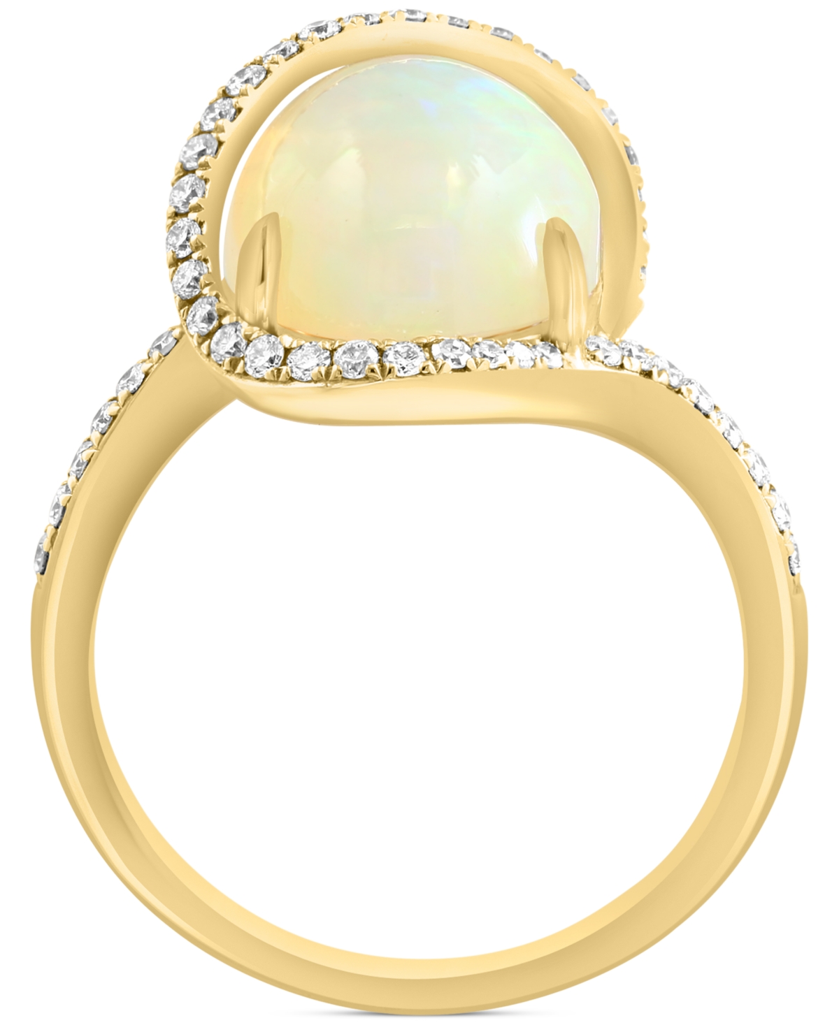 Effy Ethiopian Opal (3-5/8 ct. t.w.) & Diamond (1/4 ct. t.w.) Swirl Halo Ring in 14k Gold