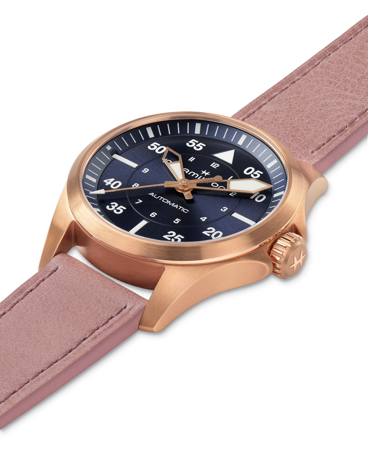 Shop Hamilton Women's Swiss Automatic Khaki Aviation Pink Leather Strap Watch 36mm