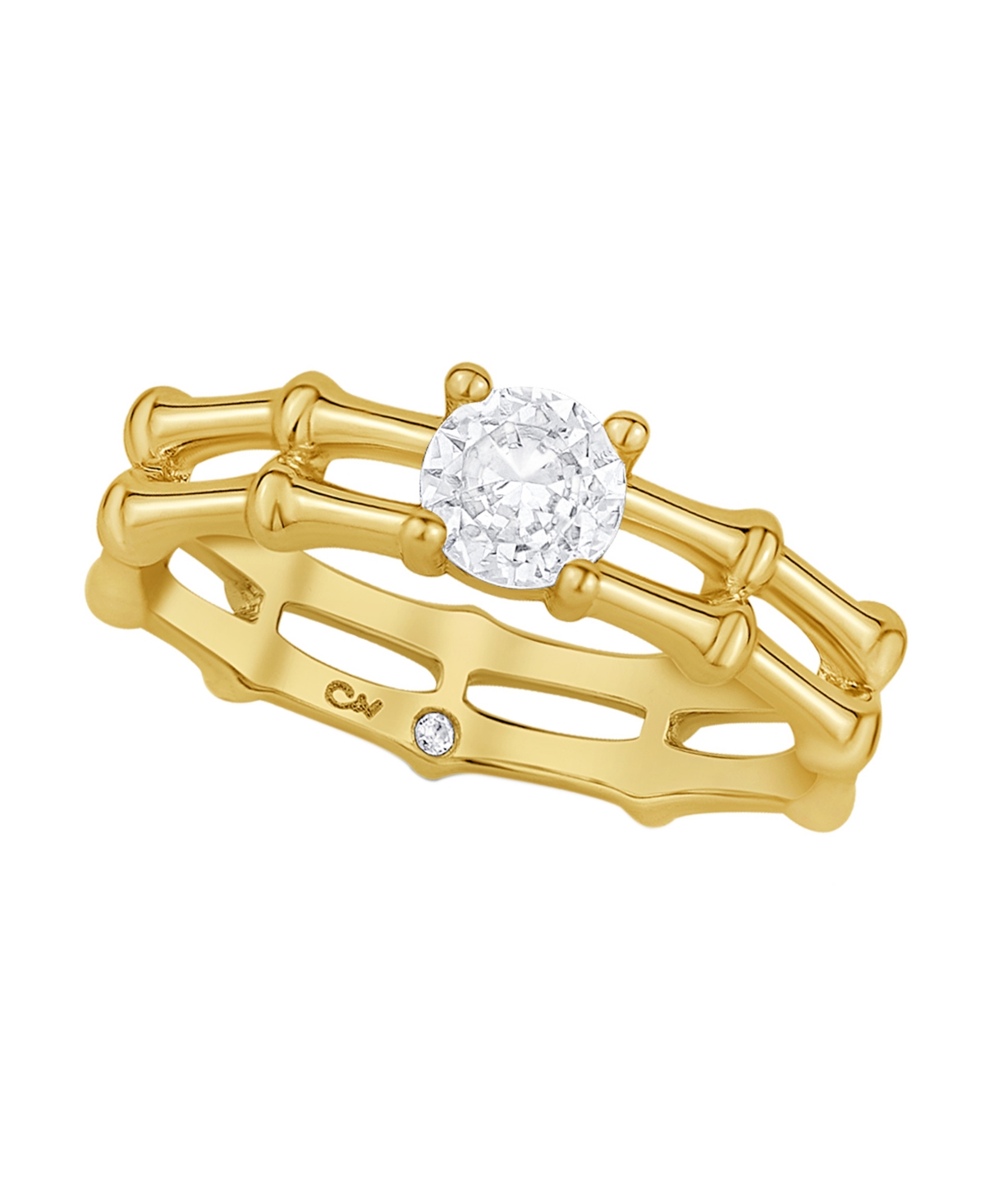 And Now This Cubic Zirconia Bamboo Ring In Gold