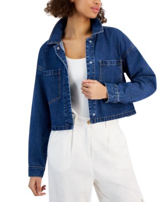 Ultra Flirt - Juniors' Cropped Denim Chore Jacket